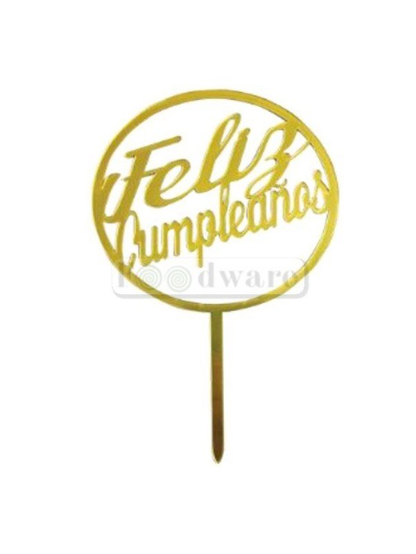 Cake Topper Decoración Para Pastel De Acrílico Feliz Cumpleaños Dorado Aro