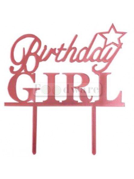 Cake Topper Decoración Para Pastel De Acrílico "Birthday Girl" Rosa Estrella