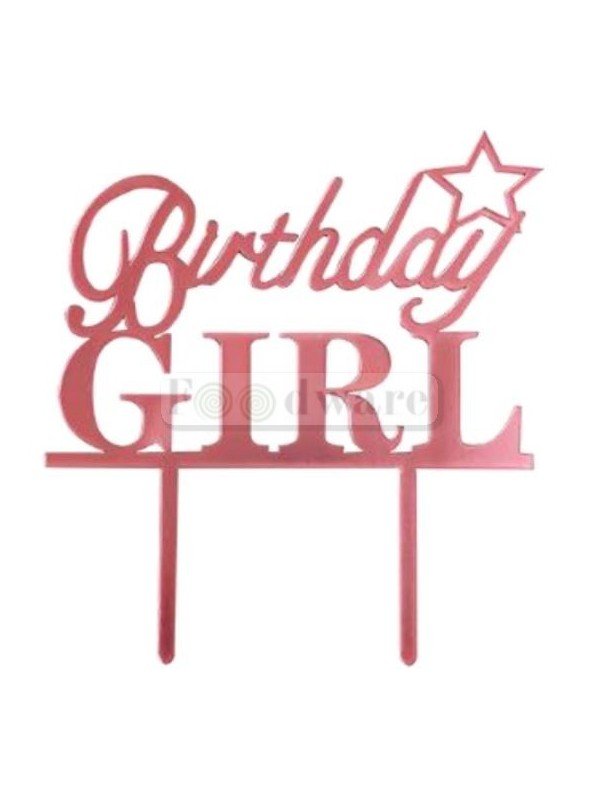 Cake Topper Decoración Para Pastel De Acrílico "Birthday Girl" Rosa Estrella