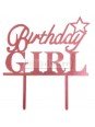 Cake Topper Decoración Para Pastel De Acrílico "Birthday Girl" Rosa Estrella