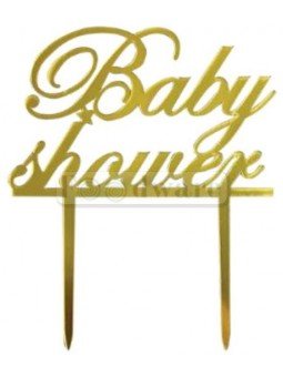 Cake Topper Decoración Para Pastel De Acrílico Baby Shower Dorado 15X6.5Cm