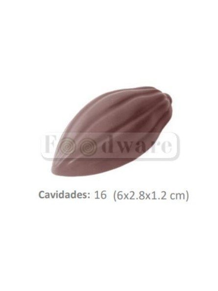 Molde Para Chocolate De Plástico Compacto Grano De Cacao 16 Cav