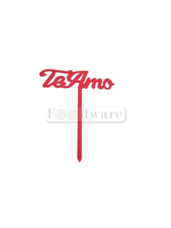 Cake Topper Decoración Para Pastel De Acrílico Mensaje "Te Amo" Color Fucsia Con Brillos 15X5 Cm