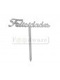 Cake Topper Decoración Para Pastel De Acrílico Mensaje "Felicidades" Color Plata 19X6 Cm