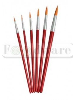 Pinceles Mango De Madera Color Rojo 18 Cm 6 Pzs