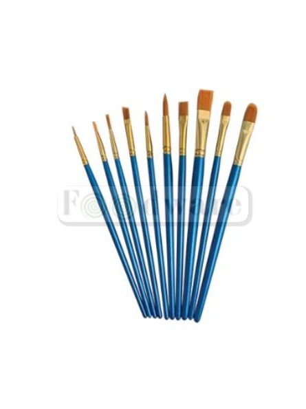 Pinceles Mango De Madera Color Azul 18 Cm 10 Pzs