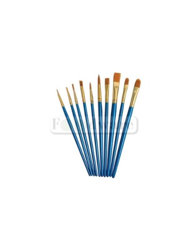 Pinceles Mango De Madera Color Azul 18 Cm 10 Pzs