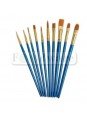 Pinceles Mango De Madera Color Azul 18 Cm 10 Pzs