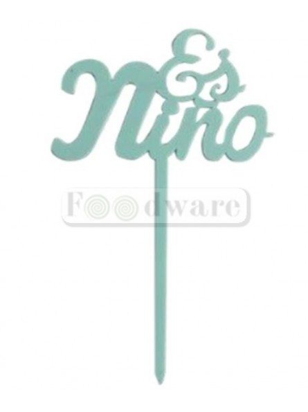 Cake Topper Decoración Para Pastel De Acrílico "Es Niño" Azul 11X7Cm