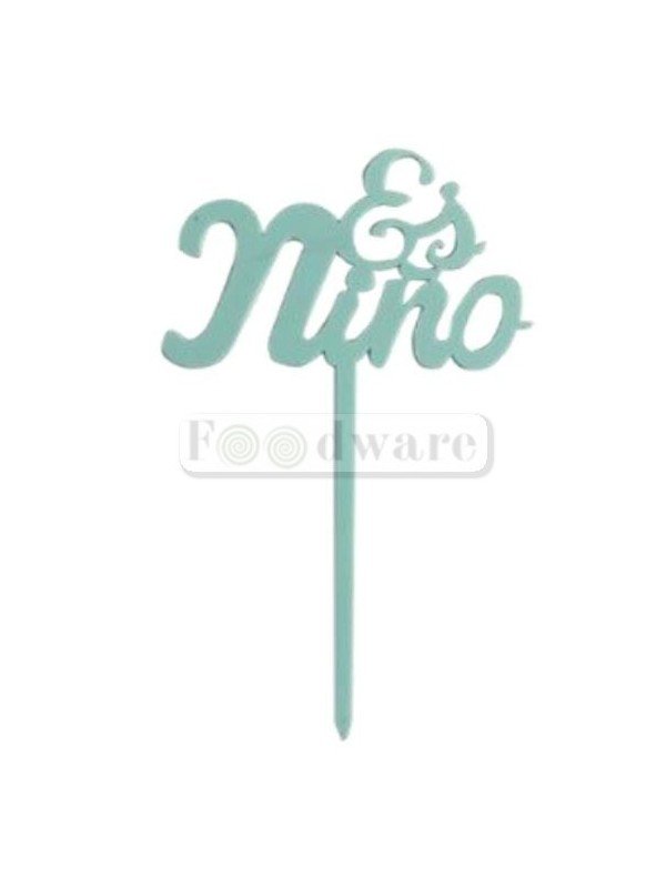 Cake Topper Decoración Para Pastel De Acrílico "Es Niño" Azul 11X7Cm