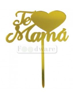 Cake Topper Decoración Para Pastel De Acrílico Te Amo Mama Dorado Corazon