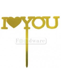 Cake Topper Decoración Para Pastel De Acrílico I Love You Dorado Corazon