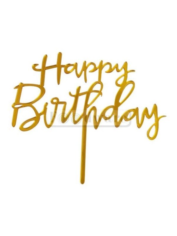 Cake Topper Decoración Para Pastel De Acrílico Happy Birthday Dorado