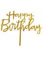 Cake Topper Decoración Para Pastel De Acrílico Happy Birthday Dorado