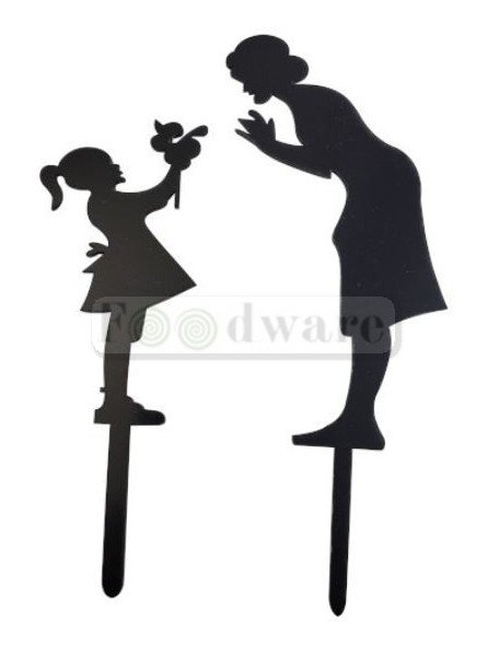 Cake Topper Decoración Para Pastel De Acrílico Niña Regalando Flores