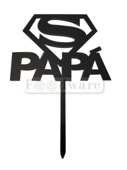 Cake Topper Decoración Para Pastel De Acrílico "S Papá" Negro 11X8Cm