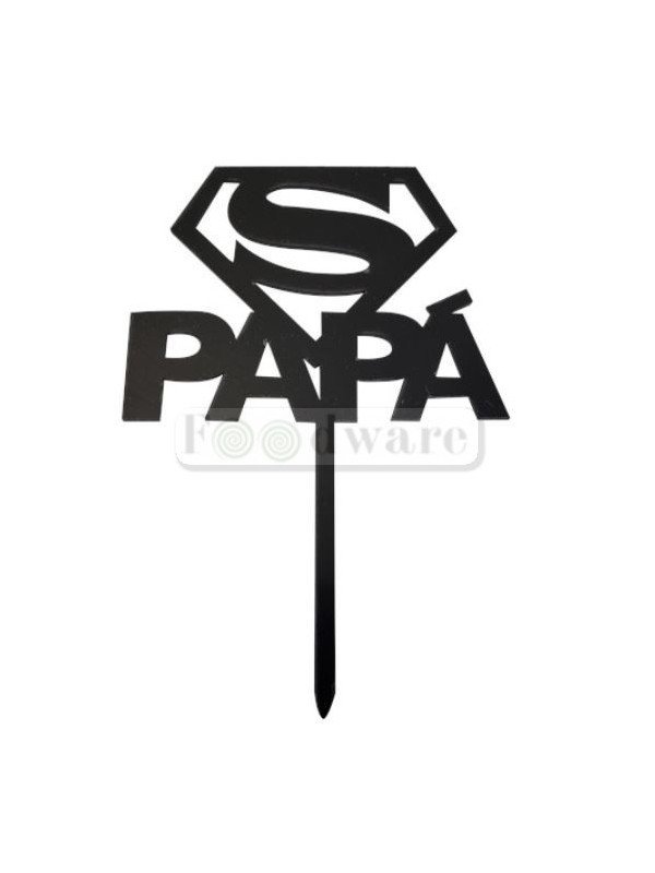 Cake Topper Decoración Para Pastel De Acrílico "S Papá" Negro 11X8Cm
