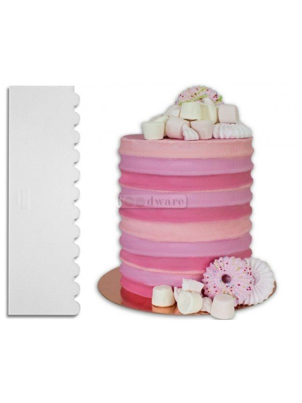 Peine Raspa Decoradora De Pasteles Acanalado 25.5x8cm Acrílico
