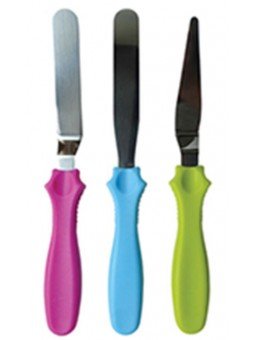 Espátulas Pasteleras Chicas Para Galletas o Glaseado Mango De Colores  3Pzs