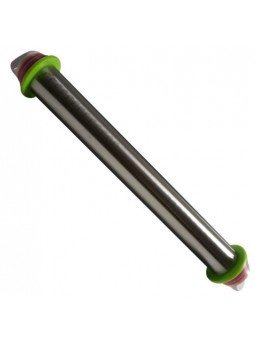 Rodillo Para Masa Con Aros Ajustables De Acero Inox. 35 cm