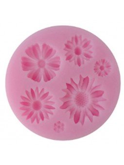 Molde Silicón Fondant Flores 5 Cavidades Ø7cm