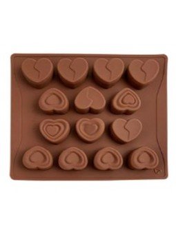 Molde Para Chocolate De Silicón Corazones 14 Cav 18x17cm