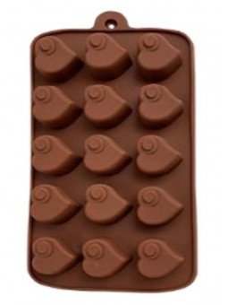 Molde Para Chocolate De Silicón Corazones Con Espiral 15 Cav 21x10cm