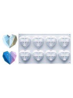 Molde De SIlicón Corazón Diamante 8 Cavidades 6x7x2cm