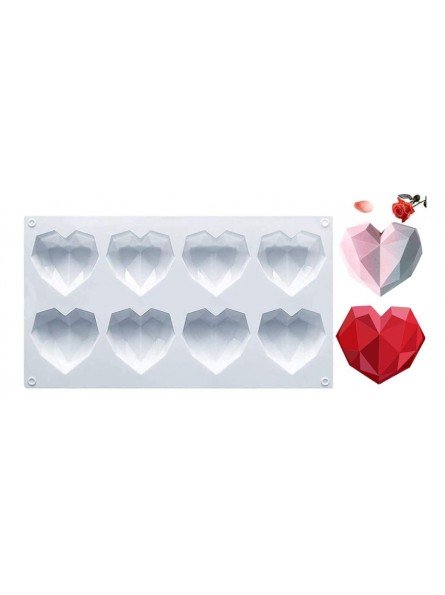 Molde De SIlicón Corazón Diamante 8 Cavidades 6x7x2cm