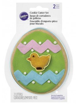 Cortador Galleta Pascua: Huevo Grande 9.2x12cm y Pollito Wilton