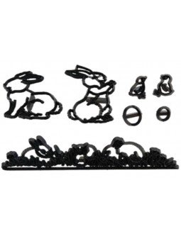 Cortadores Fondant Pascua Conejos en Césped 7 pzs