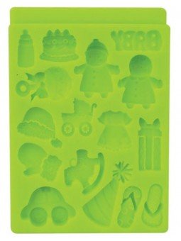 Molde Silicón Fondant Baby Shower: Carriola, Mamila 9.5x7.5cm