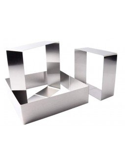 Juego de Aros Cuadrados Para Pastel Mousse 3 Piezas 10, 15. 20 x 4.5 altura cm