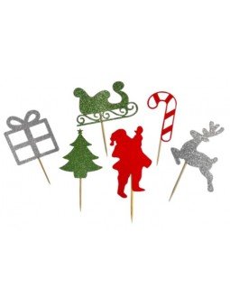 Palillo Decorativos Carton Navidad Diam 48 Pzs Palillo De Madera Con Decoración De Cartón