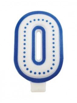 Vela De Número Para Cumpleaños Contorno Y Línea Punteada Azul