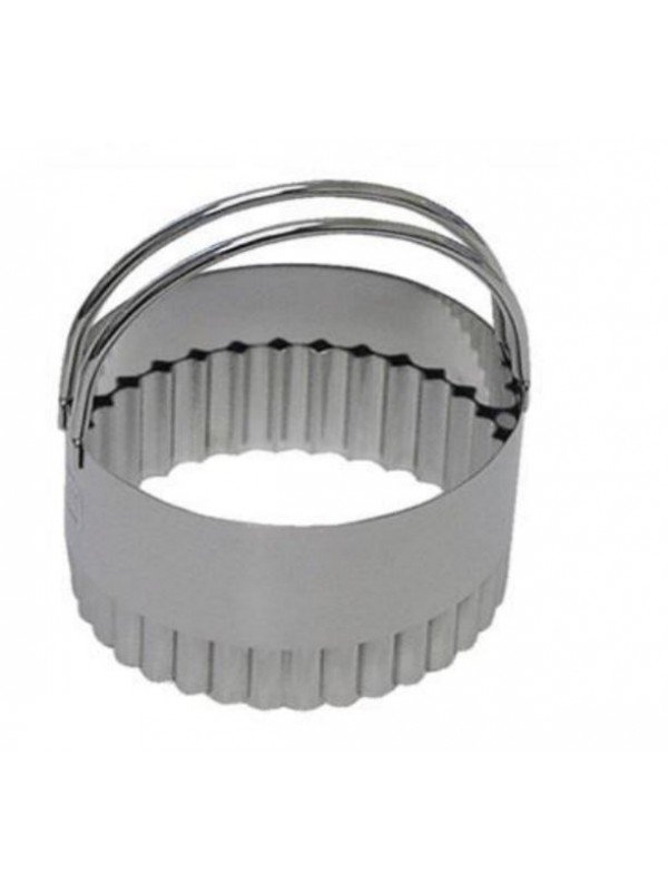Cortador Galleta Metal Redondo Rizado C/Mango Ø7Cm