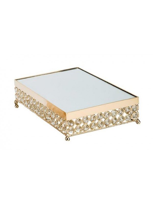 Base Pastel Charola Metal Cobre Espejo 30X20X7Cm