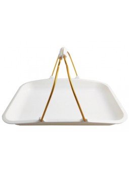 Charola Blanca  Plástico Con Asa Transportadora 40X30Cm