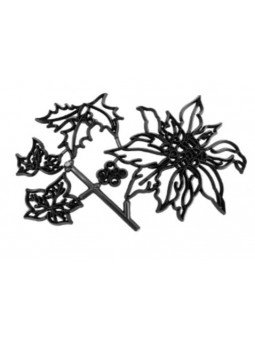 Jgo Cortador Marcador Plástico Noche Buena 5Pz Flor:10X10X0.5Cm Hojas:6.5X4.5X0.4Cm