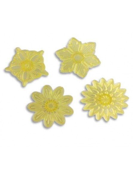 Jgo Cortador Marcador Flores Plástico 4Pz 1) 4X4X0.4Cm 2) 3X3X0.4Cm