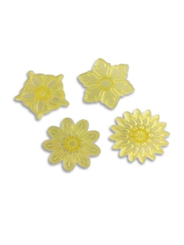 Jgo Cortador Marcador Flores Plástico 4Pz 1) 4X4X0.4Cm 2) 3X3X0.4Cm
