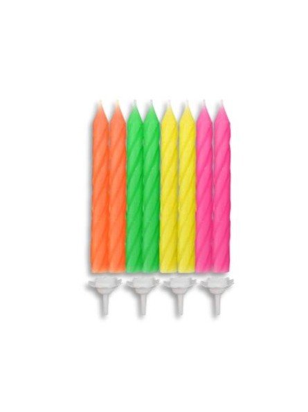Vela Espiral Rosa Verde Neon Con Base