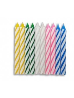 Vela Caramelo Azul Verde Rosa Blanca 20Pz