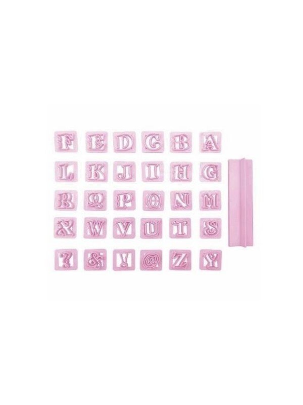 Cortador Fondant Abecedario Mayúsculas Con Regla 2.5x5.5cm Cada Letra31Pzs Plástico