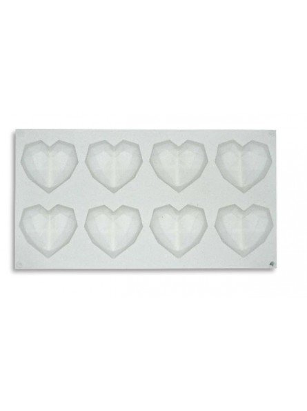 Molde De Silicón Corazon Diamantado 8 Cav Cavidad: 6.5 x 6.5 x 2 cm Molde: 29 x 17 cm