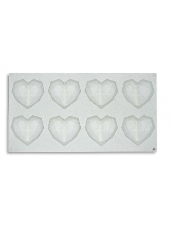 Molde De Silicón Corazon Diamantado 8 Cav Cavidad: 6.5 x 6.5 x 2 cm Molde: 29 x 17 cm