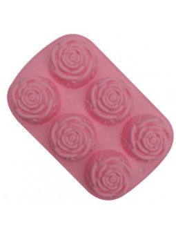 Molde De Silicón Rosas Ø7Cm 6 Cavidades