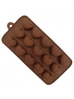 Molde Para Chocolate De Silicón Corazon 3X2.5X1.5Cm 15 Cav