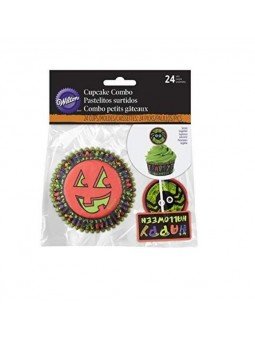 24 Capacillos Standard Halloween Araña Wilton + 24 Palillos