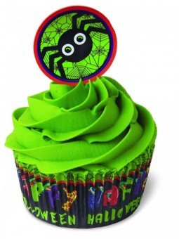 24 Capacillos Standard Halloween Araña Wilton + 24 Palillos